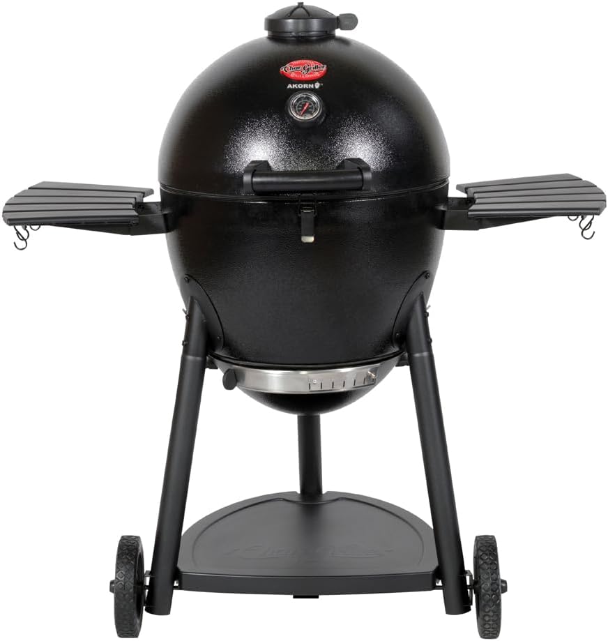 Char-Griller AKORN 20-Inch Kamado Charcoal Grill and Smoker, Triple-Wall Insulated Steel with Cast Iron Grates, Warming Rack and EasyDump Ash Pan, 445 Sq. In. Cooking Area, Black