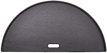 Kamado Joe Half-Moon Cast Iron Reversible Flat-Top Griddle with Smooth and Ribbed Surface for Classic Joe Charcoal Grill and Smokers in Black, Model KJ-HCIGRIDDLE