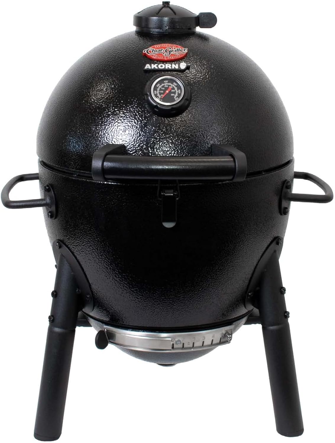 Char-Griller AKORN Jr. Portable Kamado Charcoal Grill and Smoker, Triple-Wall Insulated Steel with Cast Iron Grates and Locking Lid, 155 Sq. In. Cooking Area, Black