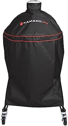 Kamado Joe Classic Joe Series 18-inch Ceramic Charcoal Grill and Smoker Durable Polyester Grill Cover with Adjustable Buckle in Black, Model KJ-GC23BWFS