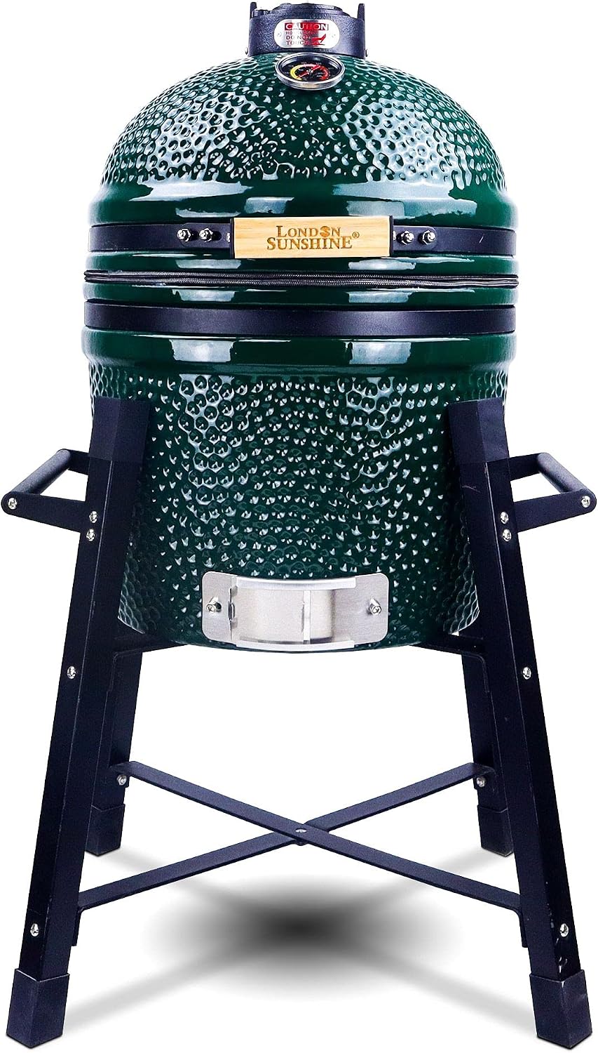 London Sunshine 15" Ceramic Kamado Charcoal BBQ Grill and Smoker, Green